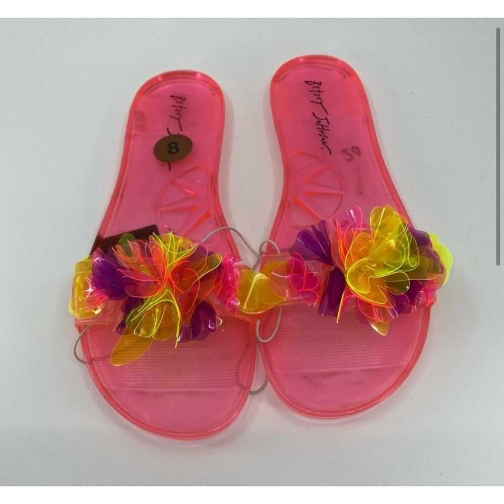 Betsy Johnson Womens Size 7 Pink Slide Sandals With Floral Detail - Picture 3 of 4